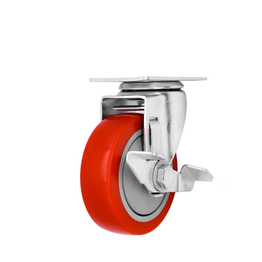 Swivel castors with brake